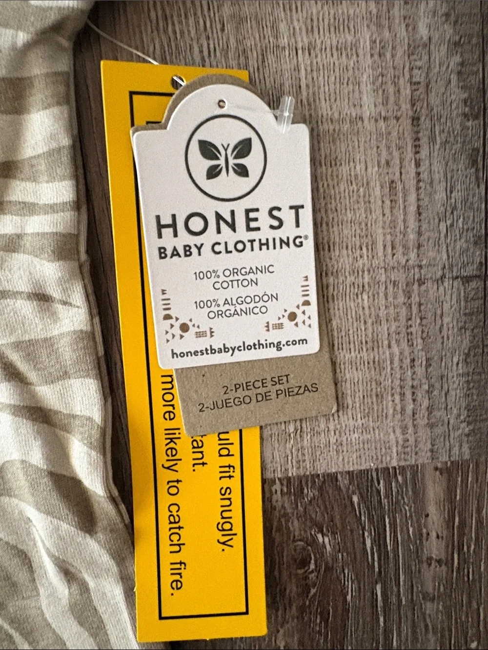 The Honest Company Beige Zebra-Print Long Sleeve Kids Pajama Set
